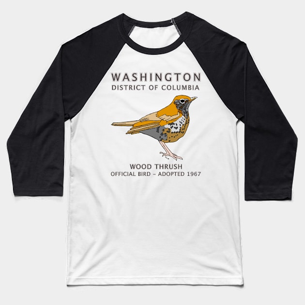 Washington, District of Columbia - state symbols - Wood Thrush Baseball T-Shirt by cfmacomber